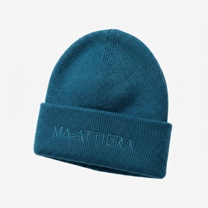Gorro de Punto Acanalado Azul Turquesa Personalizado con Puño, Gorro Cálido de Invierno con Logotipo Personalizado - Product Image 2