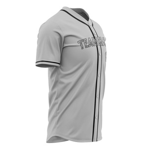 Camiseta de Béisbol Personalizada para Hombre, Nombre del Equipo 00, Gris, Impresión Sublimada, Cierre de Botones, Manga Corta, Corte Regular, Todas las Temporadas, Absorbe la Humedad - Product Image 3