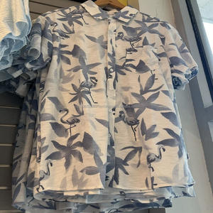 Camisas Hawaianas con Estampado Floral para Hombre, Marca Popular, Blancas y Verdes, Manga Corta, Nailon, Secado Rápido, Transpirables, Ecológicas - Product Image 1