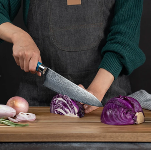 Juego de Cuchillos de Chef de Acero de Damasco de Primera Calidad, Estilo Japonés, con Mango Híbrido de Madera y Resina, en Venta - Product Image 5