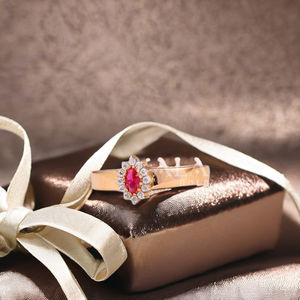 Anillo con forma geométrica de oro macizo de 18 quilates para niñas, piedras preciosas de diamantes americanos clásicos, regalo de aniversario de compromiso para fiesta de boda - Product Image 1