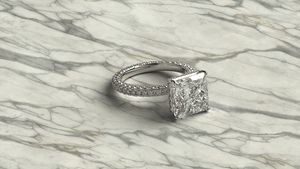 Bague de fiançailles de luxe plaquée or 18K 14K avec diamant de laboratoire taille princesse, pavé de diamants ronds, solitaire, bijoux fins pour mariage - Product Image 2