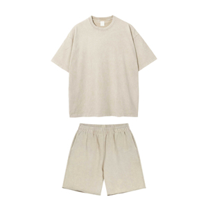 Nouvel Arrivage Vente en Gros en Ligne 2026 Ensemble Short d'Été Homme Streetwear 100% Coton Délavé à l'Acide Deux Pièces Imprimé pour Homme - Product Image 6
