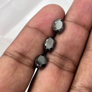 Diamant noir naturel chauffé, certifié, taille ovale facettée 7x9 8x10 mm, calibré, provenant d'Afrique, pour la fabrication de bijoux - Product Image 1