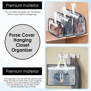 Bolsa de PVC transparente para bolsos de moda, organizador con cremallera, reutilizable, impermeable, portátil, funda para armario y viajes - Product Image 5
