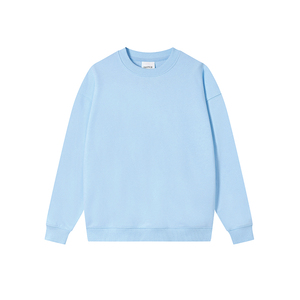 Oversized Light <b>Blue</b> Crew Neck Sweatshirt Unisex Regular Fit Knitted Cotton Pullover Casual Autumn Style - Product Image 1