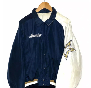 Veste de coach en satin bleu marine des Astros de Houston, logo de l'équipe de baseball, légère, boutonnée, style vintage - Product Image 1