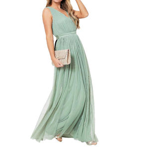 Vestidos de Dama de Honor al por Mayor, Color Azul Cielo, con Apliques de Encaje, de Gasa, Casuales, Talla Grande, para Fiestas, Largos hasta la Rodilla - Product Image 4