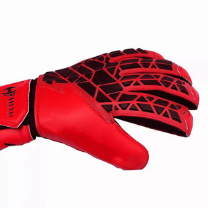 Custom Design Black and Red German <b>Latex</b> With 3d Emboss Printing Soccer Goalkeeper <b>Glove</b> With 4mm German <b>Latex</b> Flat Palm - Product Image 5