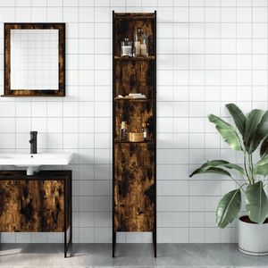 Armoire de salle de bain en acier thermolaqué en bois d'ingénierie chêne fumé, mobilier de salle de bain haut de gamme - Product Image 3