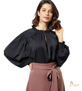 Vente Chaude Vêtements Islamiques Blouses Élégantes Coréennes Vintage pour Femmes Col à Volants en Dentelle Manches Longues Taille Naturelle Haut pour Femme - Product Image 1