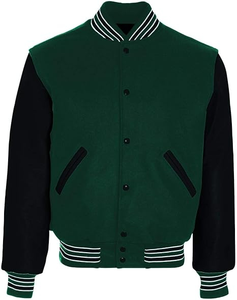 OEM Men's Customized Logo Varsity <b>Jacket</b> Double Pocket Adjustable High Street Stand Blank Baseball Letterman College <b>Jacket</b> 100% - Product Image 6