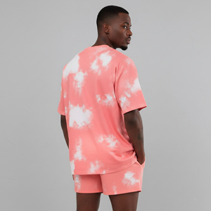 Conjunto de 2 piezas para hombre, estilo casual de verano, ropa urbana, con logo DTF personalizado, 100% algodón, teñido anudado, lavado, talla grande, novedad 2026 - Product Image 6