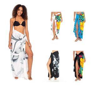 Painting Flower 100% Rayon <b>Sarong</b> Pareo Beachwear Beach Cover up Beach <b>Wrap</b> Women Beachwear - Product Image 5
