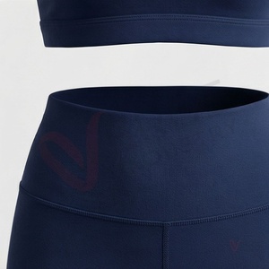 <b>Women</b> Navy <b>Blue</b> Yoga 2 Piece Set Spaghetti Strap Scoop Neck Crop Top High Waist Full Length <b>Leggings</b> - Product Image 6