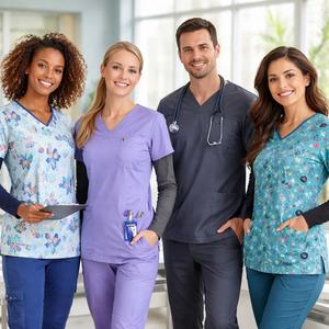 Wholesale Custom Woven Medical <b>Scrub</b> <b>Sets</b> with Long Sleeve Options-OEM Manufacturer Direct Supply - Product Image 4