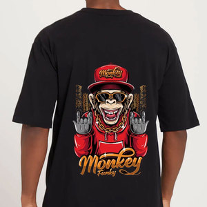 เสื้อยืดคอกลมแขนสั้นสีดำสำหรับผู้ชาย พิมพ์ลายตัวอักษร สไตล์สตรีท ทรงปกติ ผ้าเจอร์ซีย์คอตตอน 100% - Product Image 3