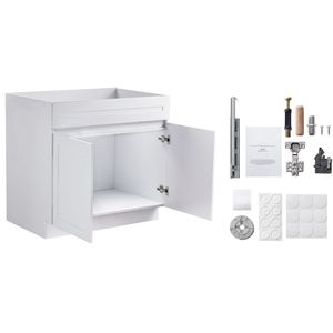 Mobiletto Base Lavello Shaker Bianco da 36 Pollici Non Assemblato, Pronto per l'Assemblaggio, con Anta in Alluminio, Materiale Soft C, 24 Pollici L x 34,5 Pollici H - Product Image 1