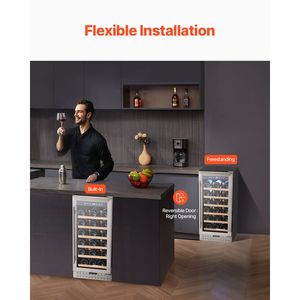 Frigorifero per Vini da 28 Bottiglie, Mini Frigo con Porta in Vetro, Ripiani Regolabili, Controllo Digitale della Temperatura per Conservazione di Vini e Bevande - Product Image 5