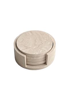 Ensemble de sous-verres en marbre avec support Couleur beige minimaliste Effet facile à utiliser Fait à la main Décor à la maison Verres Ustensiles de cuisine - Product Image 1