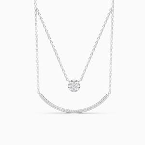 Collar de dos capas con diamante cultivado en laboratorio de 0.28 quilates en oro amarillo, blanco y rosa de 9 quilates. - Product Image 2