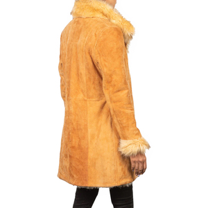 2026 Hot Sale Custom Women's Beige Shearling-<b>Lined</b> Sheepskin <b>Coat</b> Premium Soft Wool Interior Aviator Style Jacket for Autumn - Product Image 4
