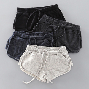 Shorts sportifs pour femmes, bleu marine, avec bordure rose, taille élastique, tricotés, respirants, coupe régulière, taille mi-haute - Product Image 5