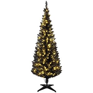 5ft Slim Artificial Christmas <b>Tree</b> with Realistic Branches and Warm White <b>LED</b> Lights Black-Pencil Christmas Lights - Product Image 1