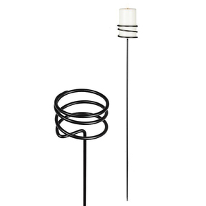 Portavelas en espiral de hierro negro mate de gran venta, soporte para velas de jardín, portavelas de Navidad con puntas metálicas. - Product Image 1