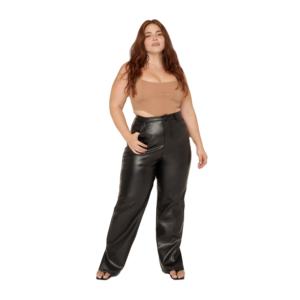 Pantalones de Cuero Oversize para Mujer, de Alta Calidad, Transpirables, de Cintura Media, Estilo Casual, de Pierna Completa, Novedad 2024 - Product Image 1