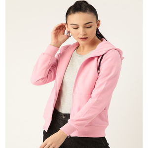 Sudaderas con capucha impermeables de algodón 100% para mujer, estilo oversize, con cremallera, a la moda, para otoño, teñidas lisas, bordadas, con bloques de color - Product Image 3