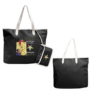 Sac fourre-tout noir brodé Eastern Star, logo OES Order Of The Eastern Star Sister Keeper - Product Image 1