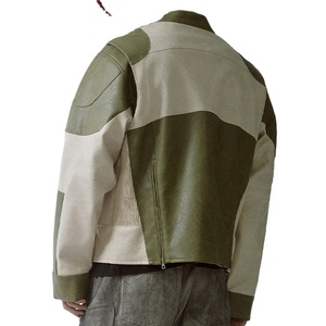Black B <b>Men's</b> Turn-down Collar Bomber <b>Jacket</b> Olive <b>Green</b> White Color Block Patchwork <b>Waterproof</b> Zipper Casual Faux Fur Lining - Product Image 4