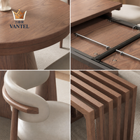 Table et chaises de salle à manger de style crème moderne Vantel pour projet résidentiel de villa de luxe, fournisseur d'usine OEM