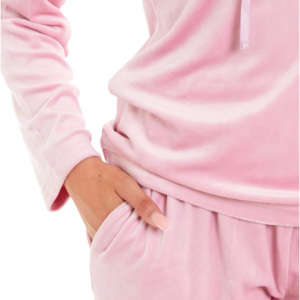 Women Pink Hooded <b>Tracksuit</b> Set Full Length Pants Side Pockets Casual Fleece Material Winter Wear - Product Image 5