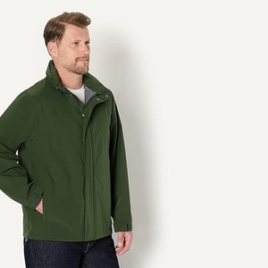 Veste coupe-vent verte pour homme, manches longues, fermeture éclair, imperméable, couleur unie, col montant, vêtement d'extérieur, longueur normale - Product Image 4