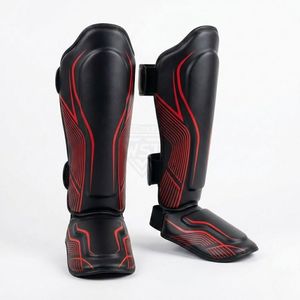 Protector de Espinilla para Boxeo, Diseño Geométrico Rojo, Absorción de Impactos, Duradero, para Entrenamiento, Venta Directa de Fábrica - Product Image 1