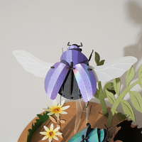 [4R] Kit de Manualidades Creativas de Escarabajo Tallado en Papel con Impresión 3D de Animales, Ensamblaje sin Pegamento, Personalizable, Miniatura