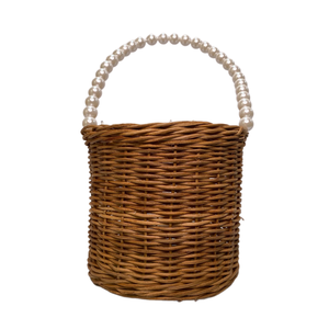 Nuevo artículo, cesta cilíndrica de ratán Natural con mango de cuentas blancas, decoración para el hogar y la cocina, el mejor precio de Vietnam - Product Image 4