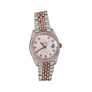 Rose Gold Brilliantly Crafted Handmade Stainless Steel <b>Watch</b> With <b>Wrist</b> Moissanite Diamond Automatics Customize <b>Watch</b> - Product Image 4