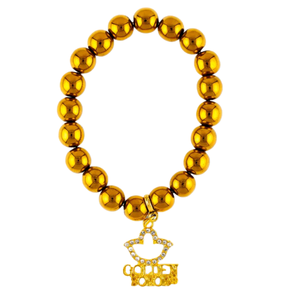 Women's Gold <b>Beaded</b> <b>Bracelet</b> with Golden Soror Charm Elegant Fashion Jewelry Stretch Bead <b>Bracelet</b> Gift Accessory - Product Image 1