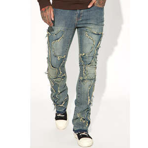 กางเกงยีนส์เดนิมทรงสลิมสกินนี่ผู้ชายสั่งทำขายส่ง แฟชั่นสไตล์ไฮสตรีท ทรงปกติ พร้อมโลโก้ที่เอว - Product Image 3