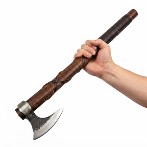 Custom Handmade Damascus Steel Blade <b>Wood</b> Handle <b>Axe</b> With Leather Sheath Outdoor <b>Axe</b> - Product Image 3