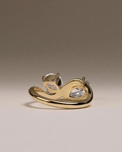 Anillo de Oro Amarillo de 14K con Moissanita, Diseño Trenzado, Piedras Redondas y en Forma de Pera con Engaste de Garra, Joyería de Compromiso y Boda para Mujer - Product Image 6