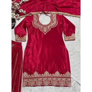 Women's Beautiful Embroidered Party Wear <b>Suit</b> Set with Sequence Work Coding - Product Image 3