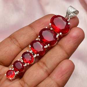 Collier pendentif en grenat rouge fait à la main, en argent Sterling 925, bijoux de luxe en pierres précieuses, cadeau élégant pour femmes, bijoux fins - Product Image 4