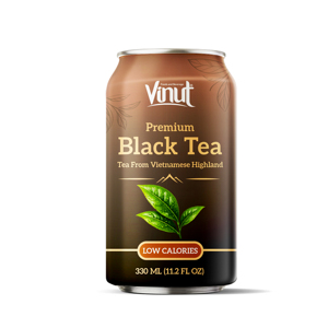 Black Tea Low Calories Flavor Drink, Aluminum Can 330ml, No Added Sugar, VINUT Brand For Wholesale, Beverage Distributor - Product Image 1