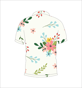 เสื้อโปโลลายดอกไม้สีพาสเทล ลายดอกไม้เล็กๆ หลากสี แขนสั้น ลำลองสำหรับฤดูร้อน มุมมองด้านหน้าและด้านหลัง - Product Image 2