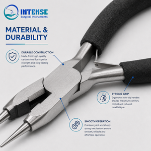 Pince à bec rond professionnel avec embouts de précision, à ressort, poignée ergonomique, outil de pliage de fil pour la fabrication de bijoux - Product Image 6