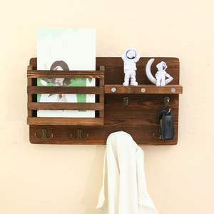 Porte-clés en bois écologique, durable, artisanal, décoration utilitaire pour la poste et les organisateurs muraux - Product Image 3